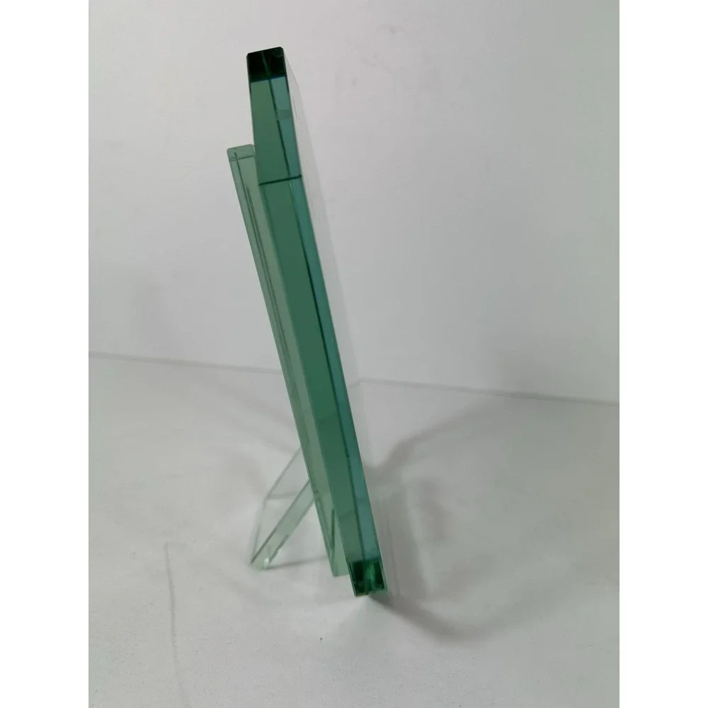 Jade Green Glass Picture Frame 4X6 Photo Free Stand Table Top Modern Octagonal